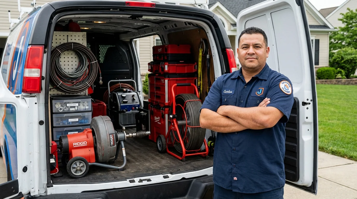 Professional drain cleaning equipment and Johns Plumbing LLC plumber in Robstown