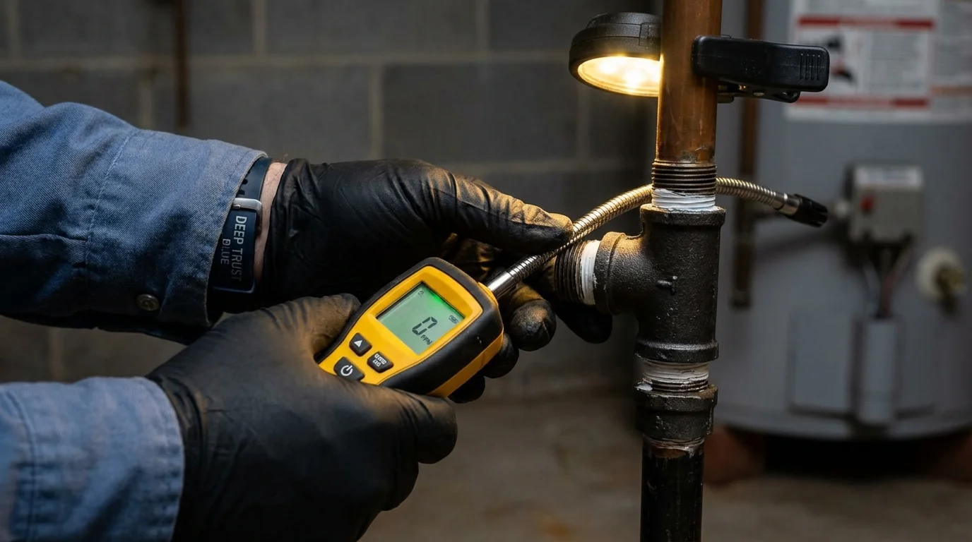 Gas leak detection with electronic sniffer by Johns Plumbing LLC in Robstown
