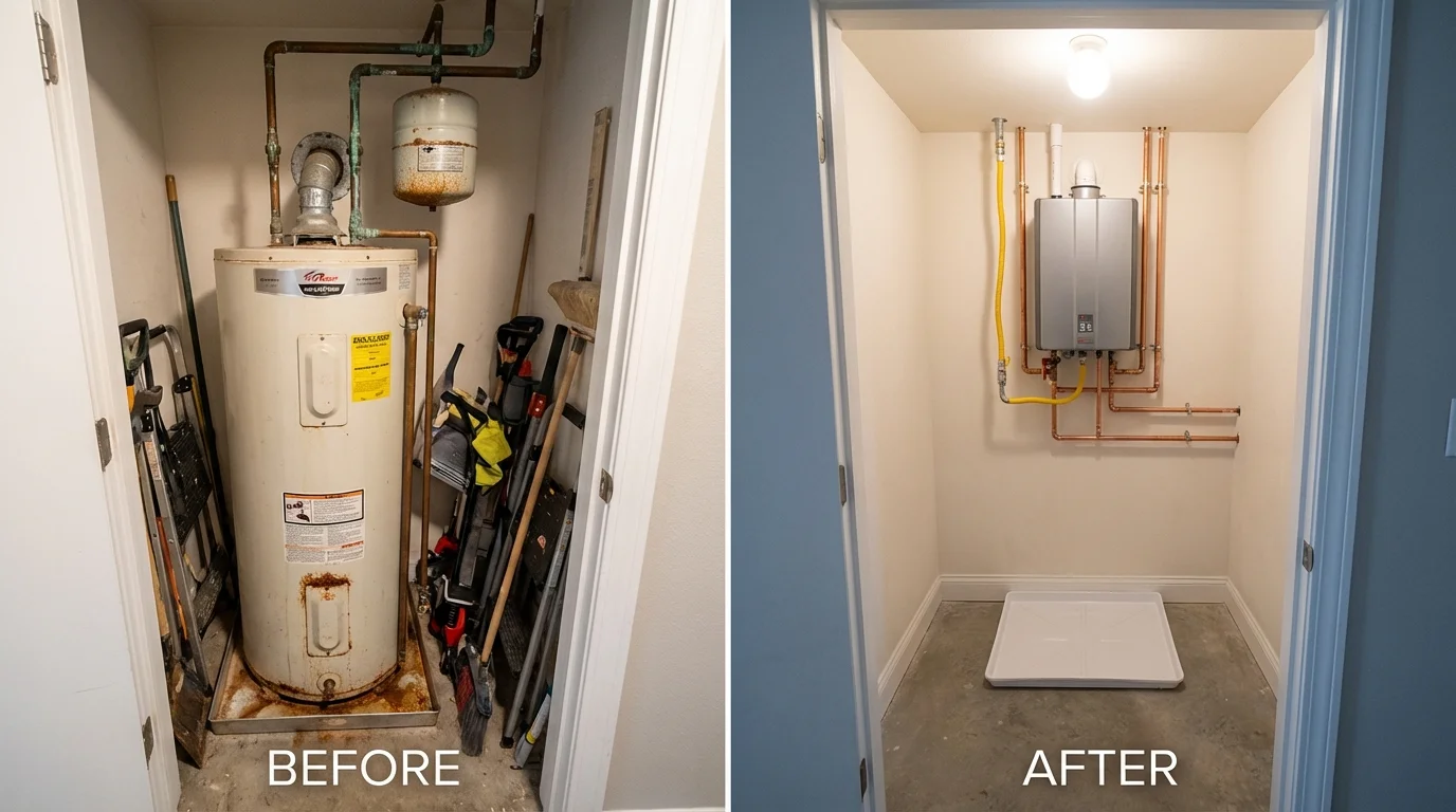 Tank water heater versus wall-mounted tankless unit comparison for Robstown, TX homeowners